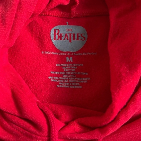 The Beatles Women’s Long Sleeve Hooded Pullover Sweatshirt Red Yellow Graphic M - Picture 5 of 6